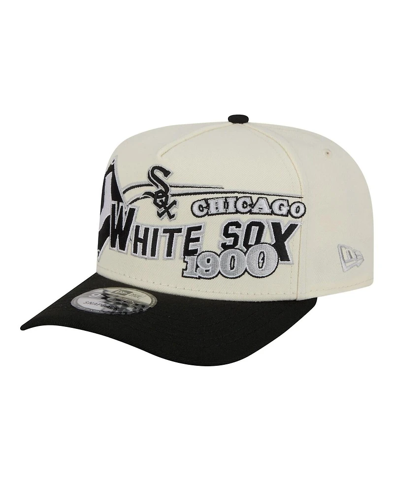 New Era Men's Cream/Black Chicago White Sox Classic A-Frame 9FIFTY Snapback Hat