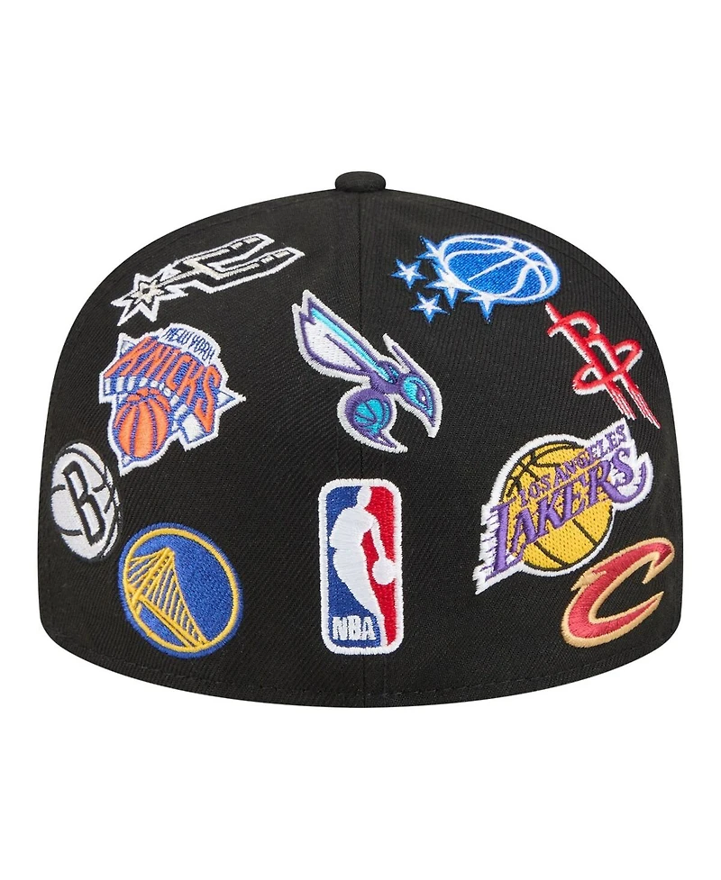 New Era Men's Black Nba All-Over 59FIFTY Fitted Hat