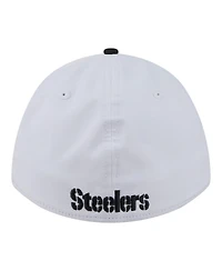 New Era Men's White/Black Pittsburgh Steelers Patch 39THIRTY A-Frame M-Crown Perforated Flex Hat