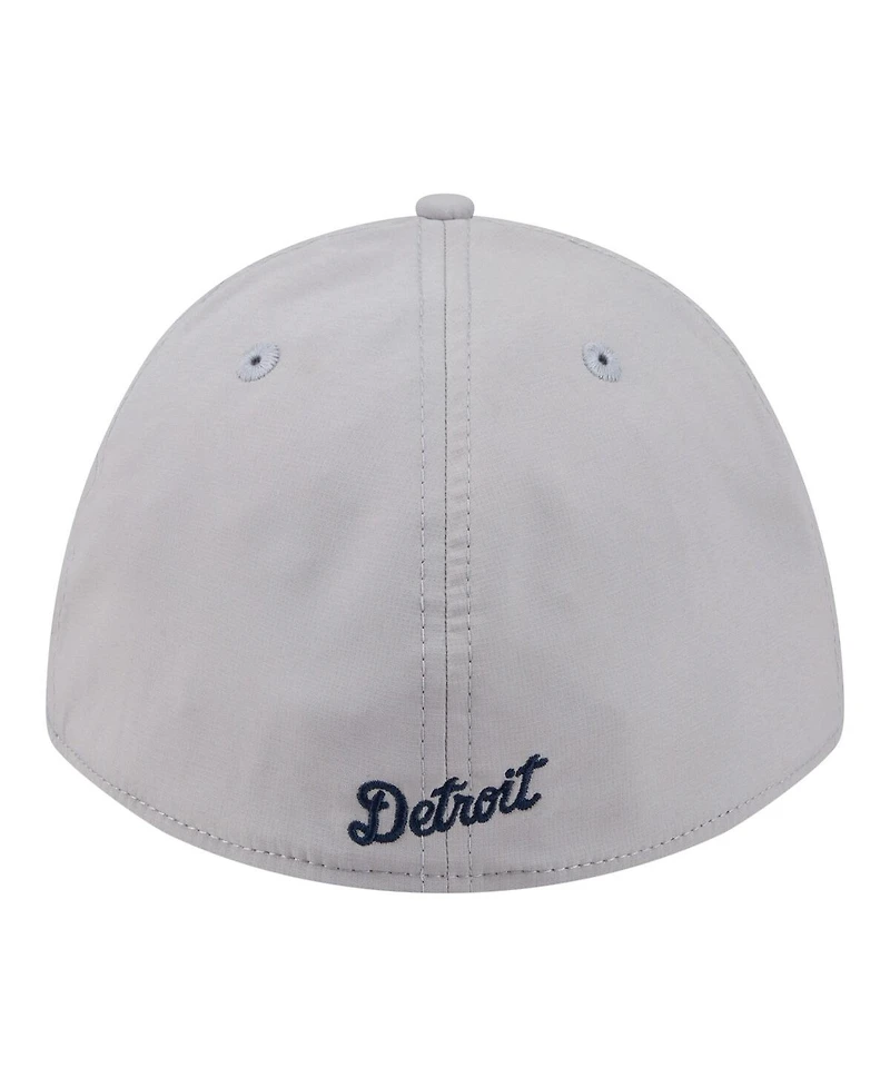 New Era Men's Gray Detroit Tigers Patch 39THIRTY A-Frame M-Crown Perforated Flex Hat