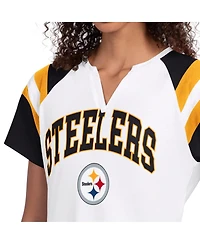 Starter Women's White Pittsburgh Steelers Game On Notch Neck T-Shirt