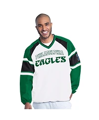 Starter Men's White Philadelphia Eagles Infield Play Raglan Pullover Jacket