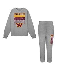 Outerstuff Toddler 2-Piece Heather Gray Washington Commanders Crewneck Sweatshirt and Pants Set