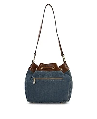 Patricia Nash Belamy Drawstring Washed Woven Denim Small Bucket Bag