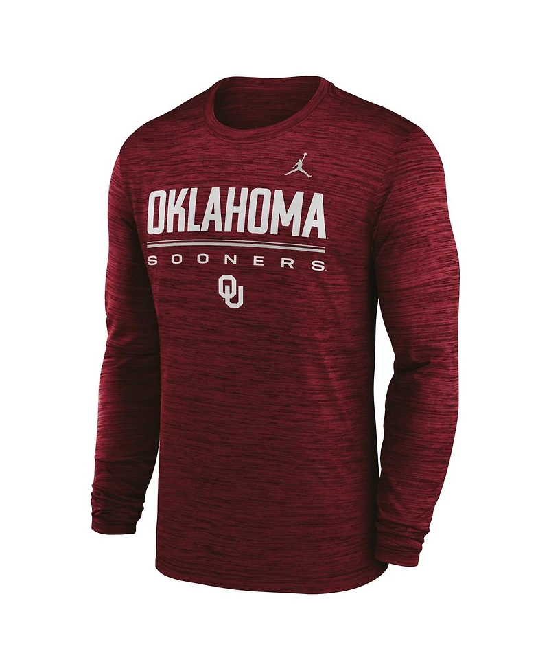 Jordan Men's Crimson Oklahoma Sooners Sideline Velocity Dri-fit Long Sleeve T-Shirt