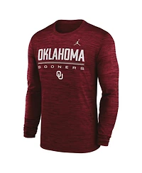 Jordan Men's Crimson Oklahoma Sooners Sideline Velocity Dri-fit Long Sleeve T-Shirt