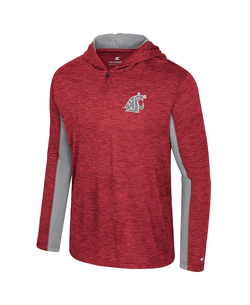 Colosseum Men's Crimson Washington State Cougars Always Sunny Quarter-Zip Hoodie