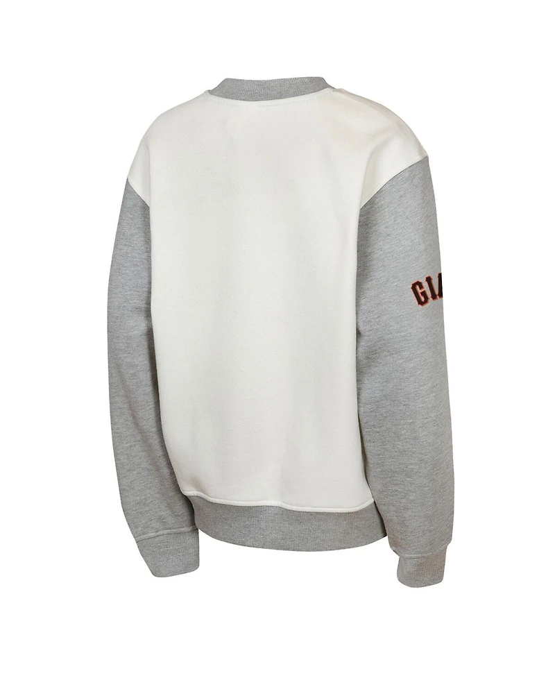 Outerstuff Big Boys and Girls Cream/Gray San Francisco Giants League Power Hit Fleece Sweatshirt