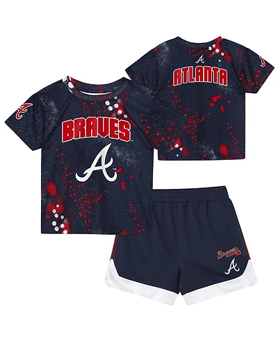 Outerstuff Preschool 2-Piece Navy Atlanta Braves Pinch Hitter Infielder T-Shirt and Shorts Set