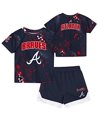 Outerstuff Preschool 2-Piece Navy Atlanta Braves Pinch Hitter Infielder T-Shirt and Shorts Set