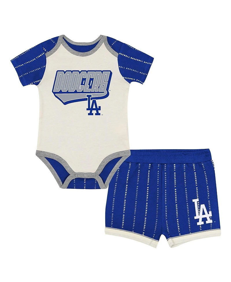 Outerstuff Baby Boys and Girls 2-Piece White/Royal Los Angeles Dodgers Lead Run Diaper Cover Bodysuit Shorts Set