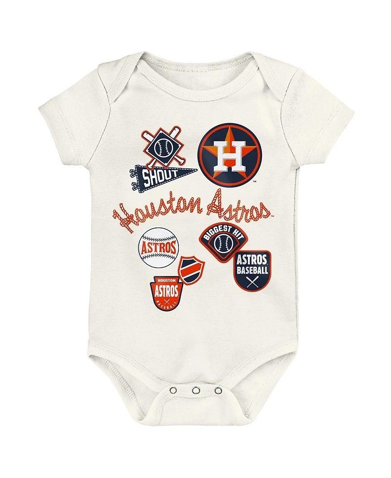 Outerstuff Baby Boys and Girls 3-Pack Houston Astros Home Plate Creeper Set
