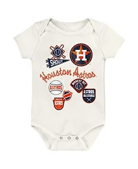 Outerstuff Baby Boys and Girls 3-Pack Houston Astros Home Plate Creeper Set