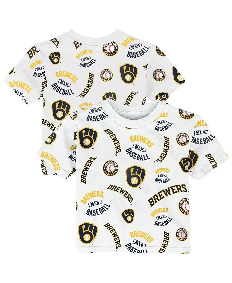 Outerstuff Toddler White Milwaukee Brewers Run Down T-Shirt