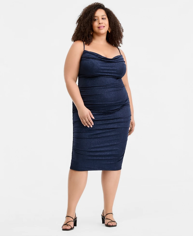 Emerald Sundae Trendy Plus Ruched Bodycon Midi Dress