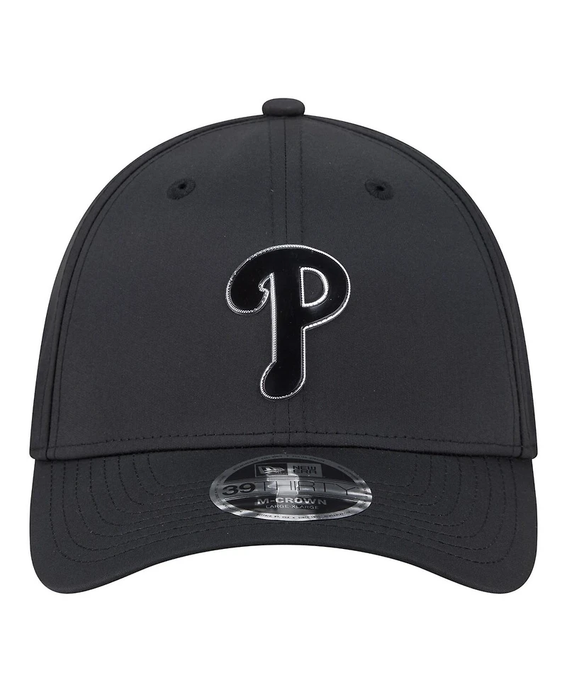 New Era Men's Black Philadelphia Phillies Metallic 39THIRTY M-Crown Flex Hat
