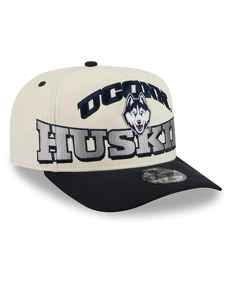 New Era Men's Cream/Navy UConn Huskies March Madness Historic Collection 9FIFTY A-Frame Snapback Hat