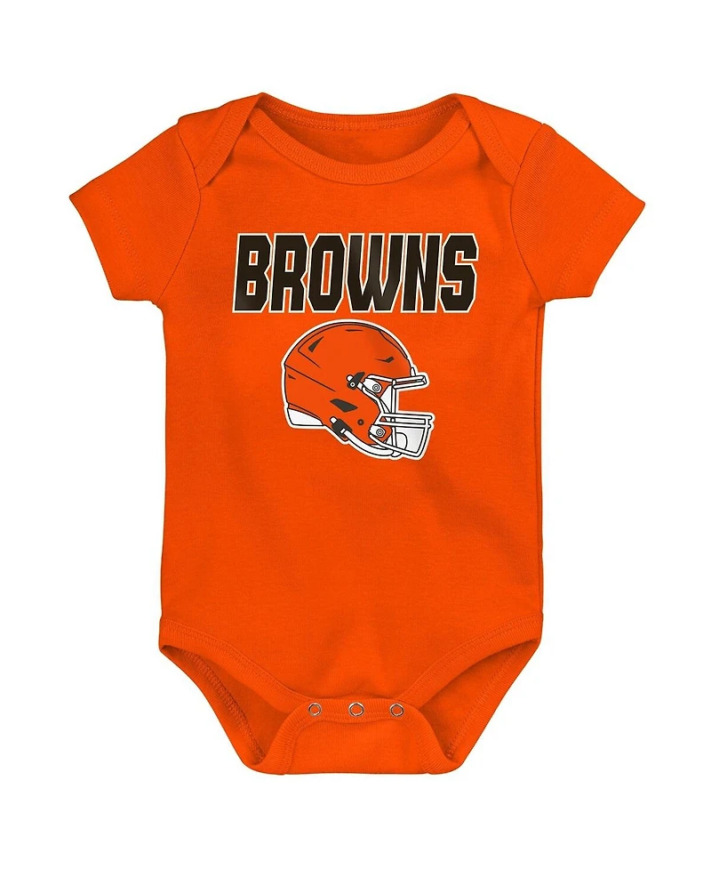 Outerstuff Baby Boys and Girls 3-Pack Cleveland Browns Littlest Player Bodysuit Set