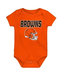 Outerstuff Baby Boys and Girls 3-Pack Cleveland Browns Littlest Player Bodysuit Set