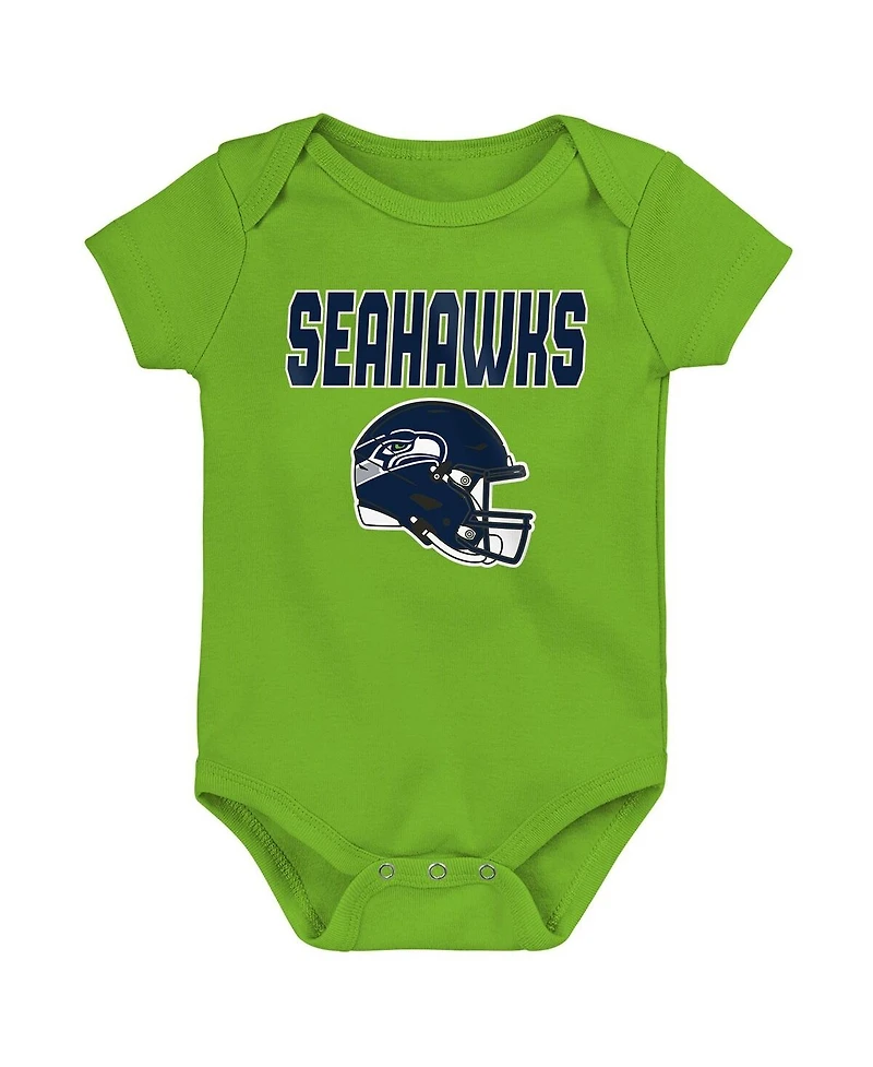 Outerstuff Baby Boys and Girls 3-Pack Seattle Seahawks Littlest Player Bodysuit Set