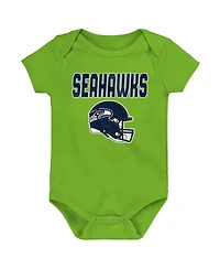 Outerstuff Baby Boys and Girls 3-Pack Seattle Seahawks Littlest Player Bodysuit Set