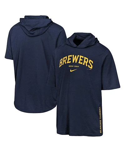 Nike Big Boys and Girls Navy Milwaukee Brewers Dri-fit Hooded T-Shirt
