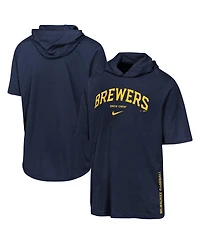 Nike Big Boys and Girls Navy Milwaukee Brewers Dri-fit Hooded T-Shirt