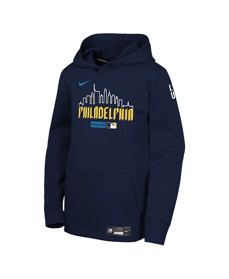 Nike Big Boys and Girls Navy Philadelphia Phillies Authentic Collection City Connect Therma-fit Hoodie
