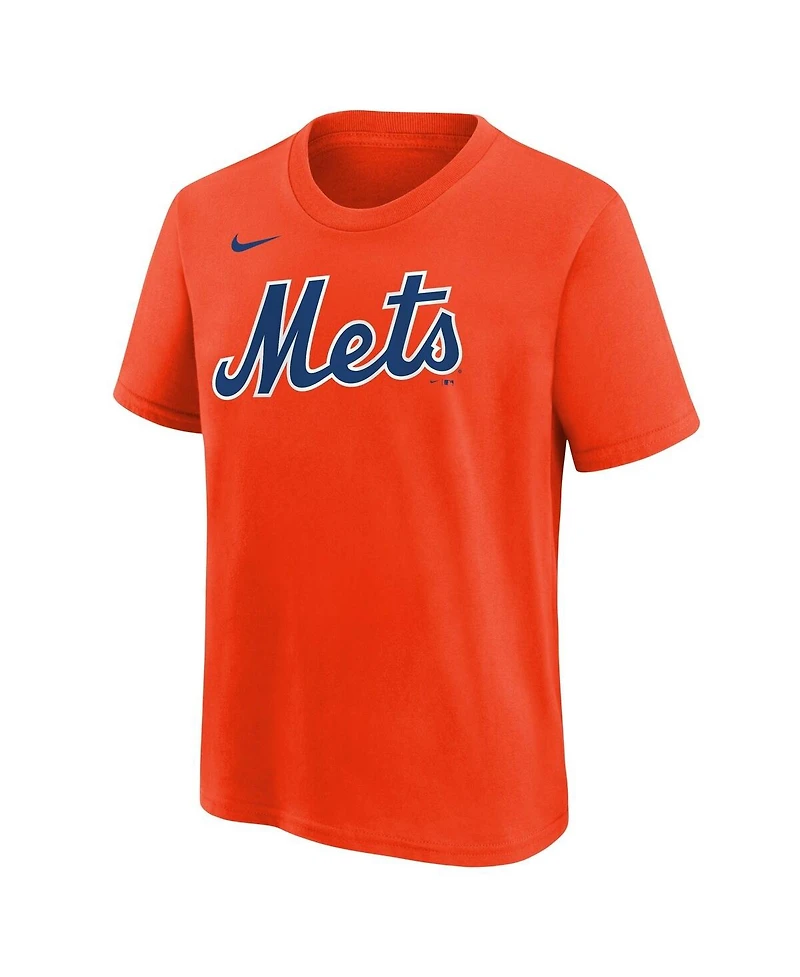Nike Big Boys and Girls Francisco Lindor Orange New York Mets Name Number T-Shirt
