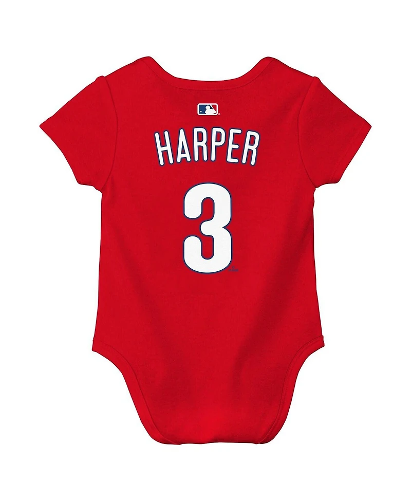 Nike Baby Boys and Girls Bryce Harper Red Philadelphia Phillies Name Number Bodysuit