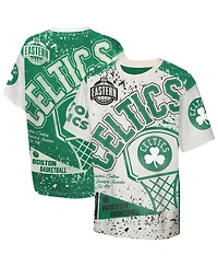 Outerstuff Big Boys and Girls Cream Boston Celtics Top Player All-Over-Print T-Shirt
