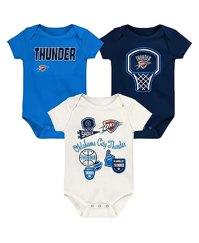 Outerstuff Baby Boys and Girls 3-Pack Oklahoma City Thunder Littlest Player Bodysuit Set