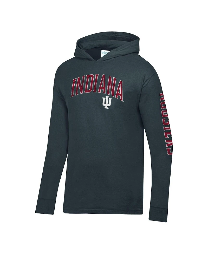 Comfortwash Men's Charcoal Indiana Hoosiers Long Sleeve Hooded T-Shirt