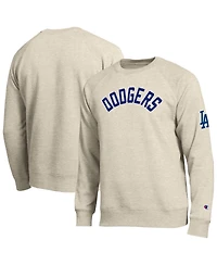 Champion Men's Oatmeal Los Angeles Dodgers All-Star Soft Felt Raglan Sweatshirt