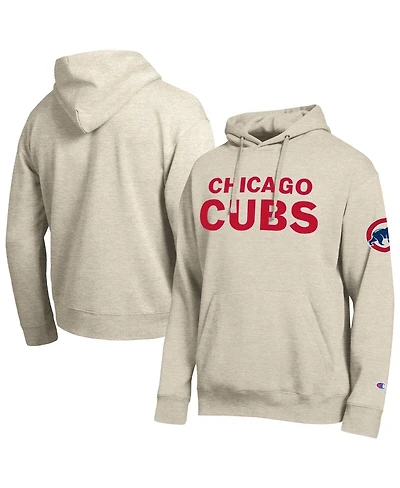 Champion Men's Oatmeal Chicago Cubs All Star Chenille Patch Hoodie
