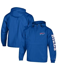Champion Men's Royal Buffalo Bills Packable Hooded Windbreaker Half-Zip Jacket