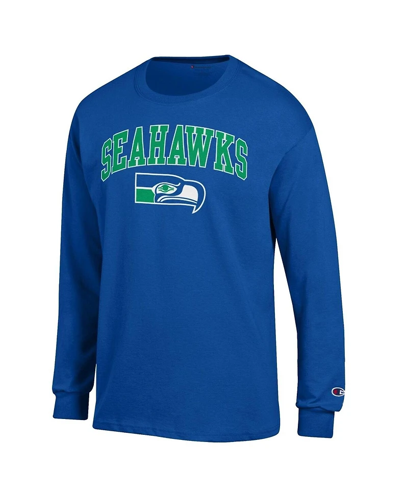 Champion Men's Royal Seattle Seahawks Arch Over Logo Long Sleeve T-Shirt