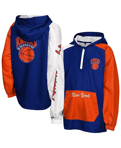 Mitchell & Ness Big Boys and Girls Blue New York Knicks Playoff Anorak Quarter-Zip Windbreaker Jacket