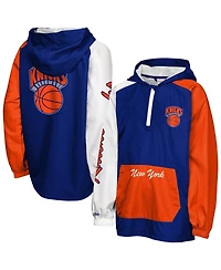 Mitchell & Ness Big Boys and Girls Blue New York Knicks Playoff Anorak Quarter-Zip Windbreaker Jacket