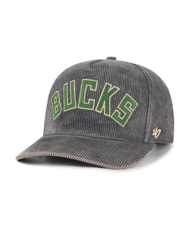 '47 Brand Men's Charcoal Milwaukee Bucks Reclaim Snow Wash Corduroy Adjustable Hitch Hat