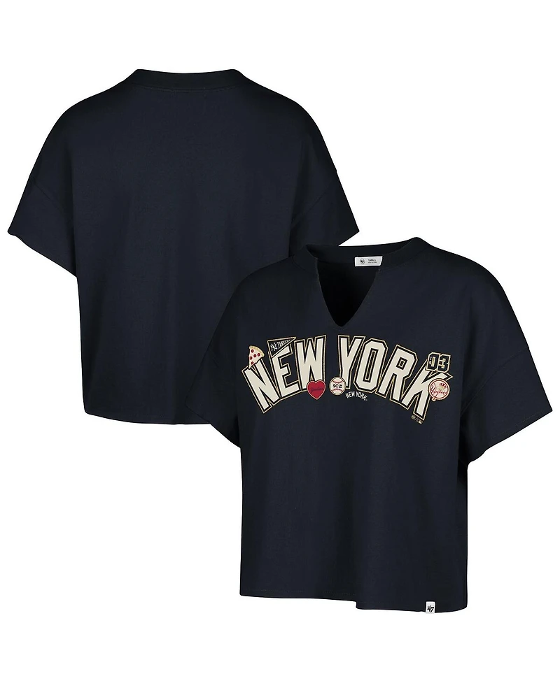 Stoney Clover Lane X '47 Brand Women's Navy New York Yankees Oversized Notch Neck T-Shirt