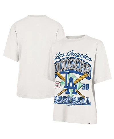 Stoney Clover Lane X '47 Brand Women's Sand Los Angeles Dodgers Crossover Base Foundation T-Shirt