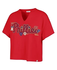 Stoney Clover Lane X '47 Brand Women's Red Philadelphia Phillies Oversized Notch Neck T-Shirt