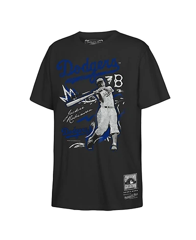 Mitchell & Ness Big Boys and Girls Jackie Robinson Black Brooklyn Dodgers Chalked Up Player T-Shirt