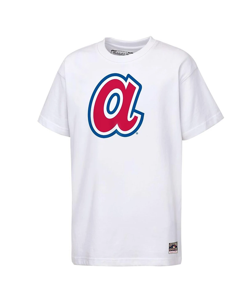 Mitchell & Ness Big Boys and Girls White Atlanta Braves Cooperstown Concession T-Shirt