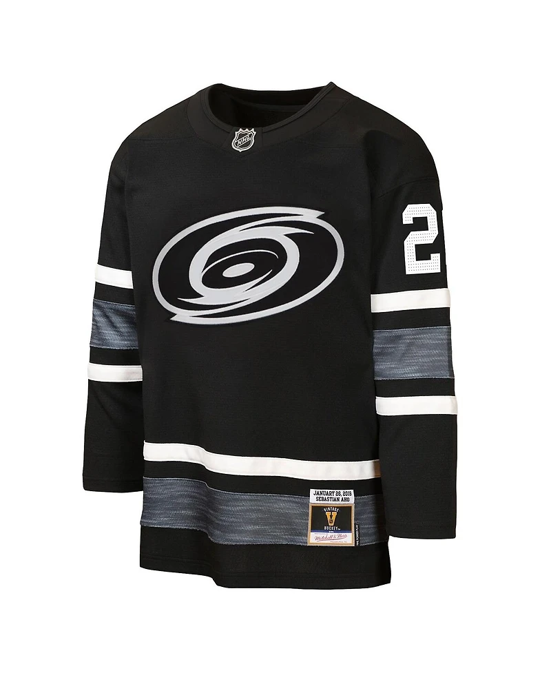 Mitchell & Ness Big Boys and Girls Sebastian Aho Black Carolina Hurricanes 2019 All-Star Game Power Play Jersey