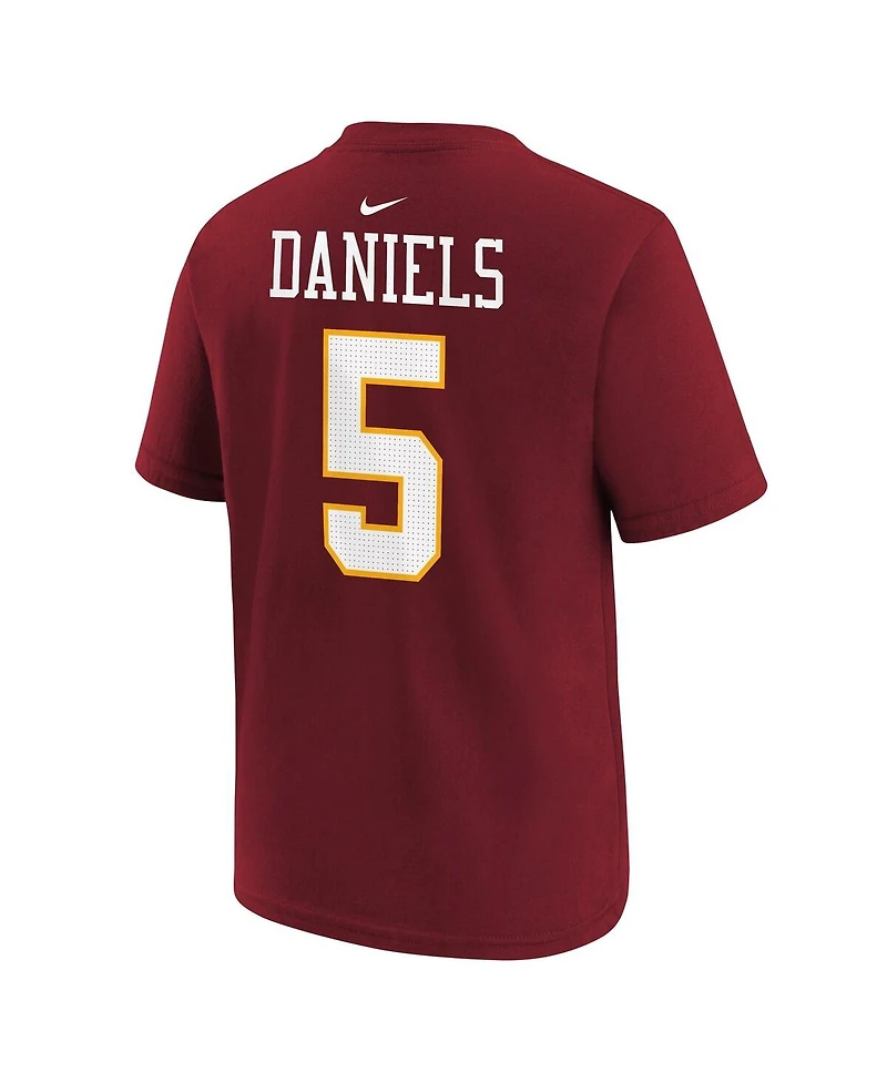 Nike Big Boys and Girls Jayden Daniels Burgundy Washington Commanders Name Number T-Shirt