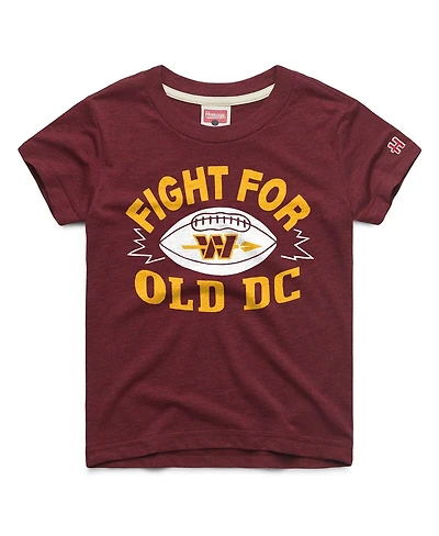 Homage Big Boys and Girls Burgundy Washington Commanders Fight For Old Dc Logo Tri-Blend T-Shirt