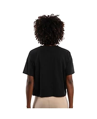 Starter Women's Black San Francisco Giants Rhinestone Sprinkle Boxy Cropped T-Shirt