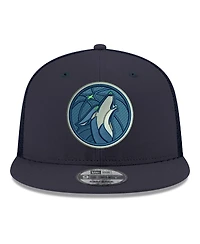 New Era Men's Navy Minnesota Timberwolves Core Logo Meshback 9FIFTY Snapback Hat
